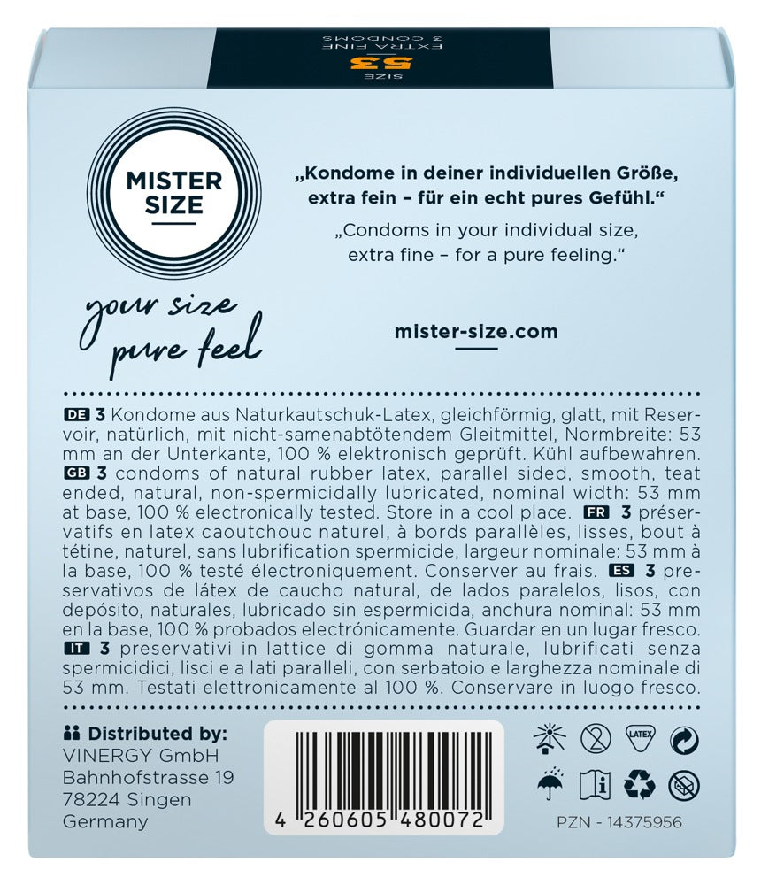 Mister Size 53 mm · ultratenké latexové kondomy (3 ks)