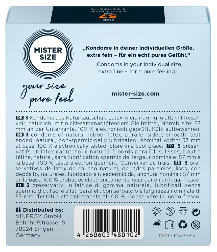 Mister Size 57 mm · ultratenké latexové kondomy (3 ks)
