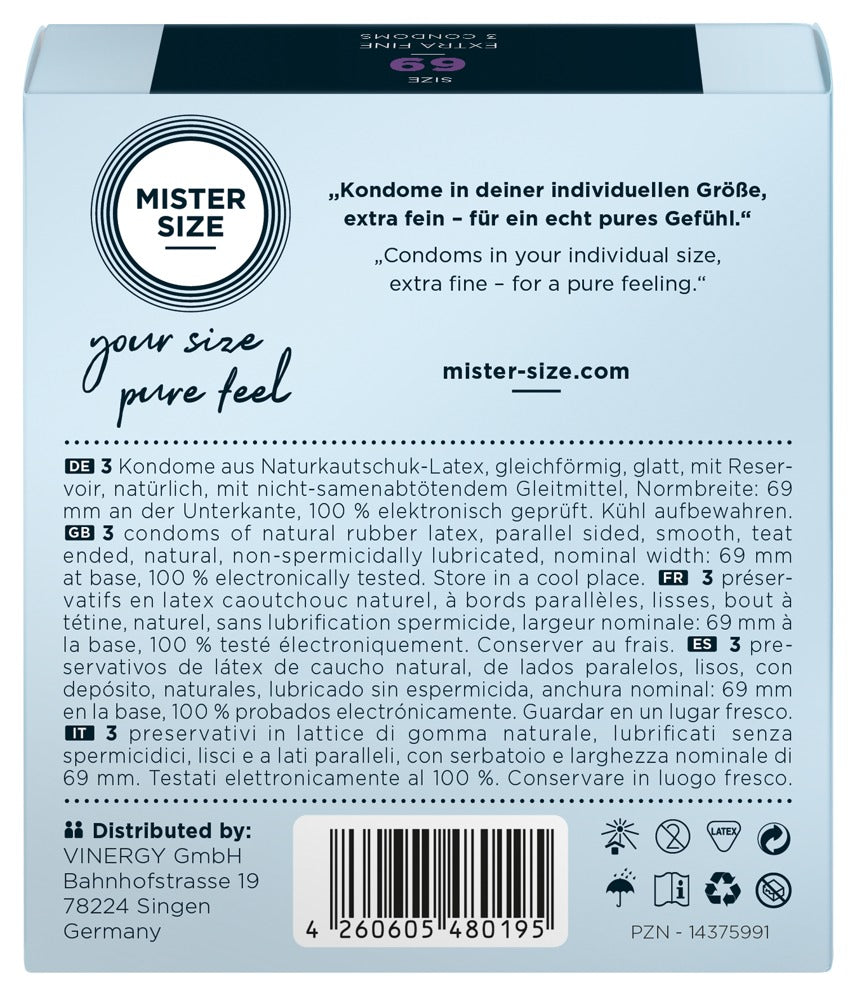 Mister Size 69 mm · ultratenké latexové kondomy XXL (3 ks)