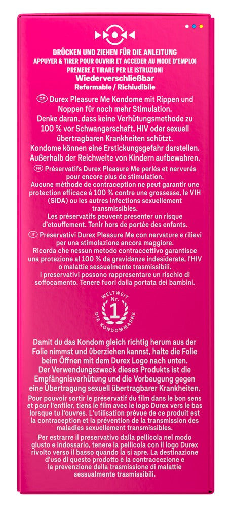 Durex Pleasure Me · vroubkované a tečkované kondomy (40 ks)