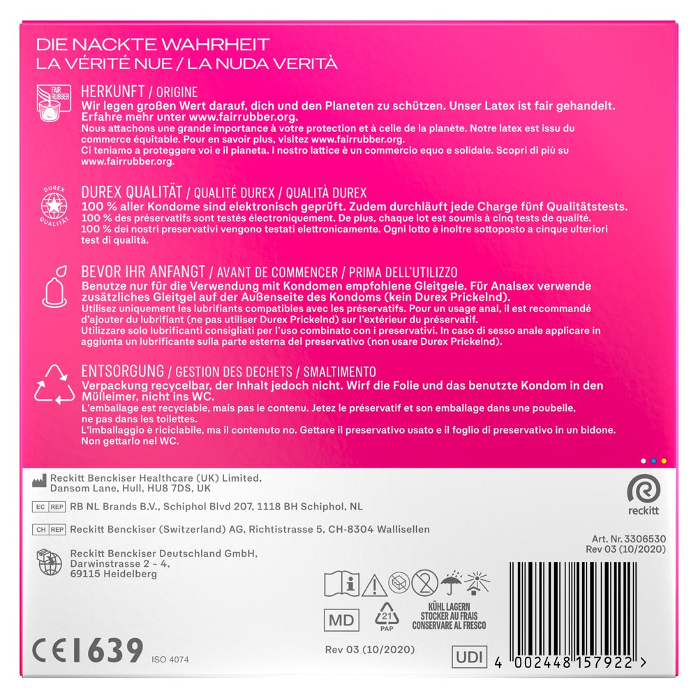 Durex Pleasure Me · vroubkované a tečkované kondomy (40 ks)