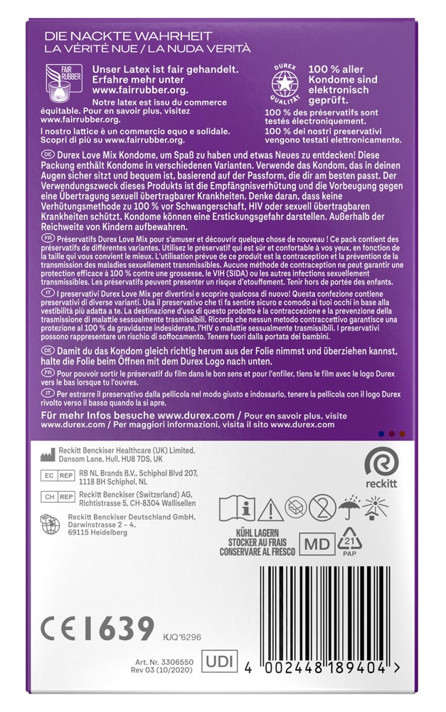 Durex Love Mix · mix kondomů v pěti variantách (18 ks)