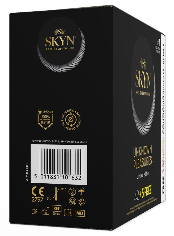 SKYN Unknown Pleasures 42+5 · mix bezlatexových kondomů (47 ks)