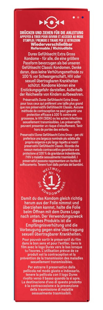 Durex Gefühlsecht Extra Groß · tenké XXL kondomy (10 ks)