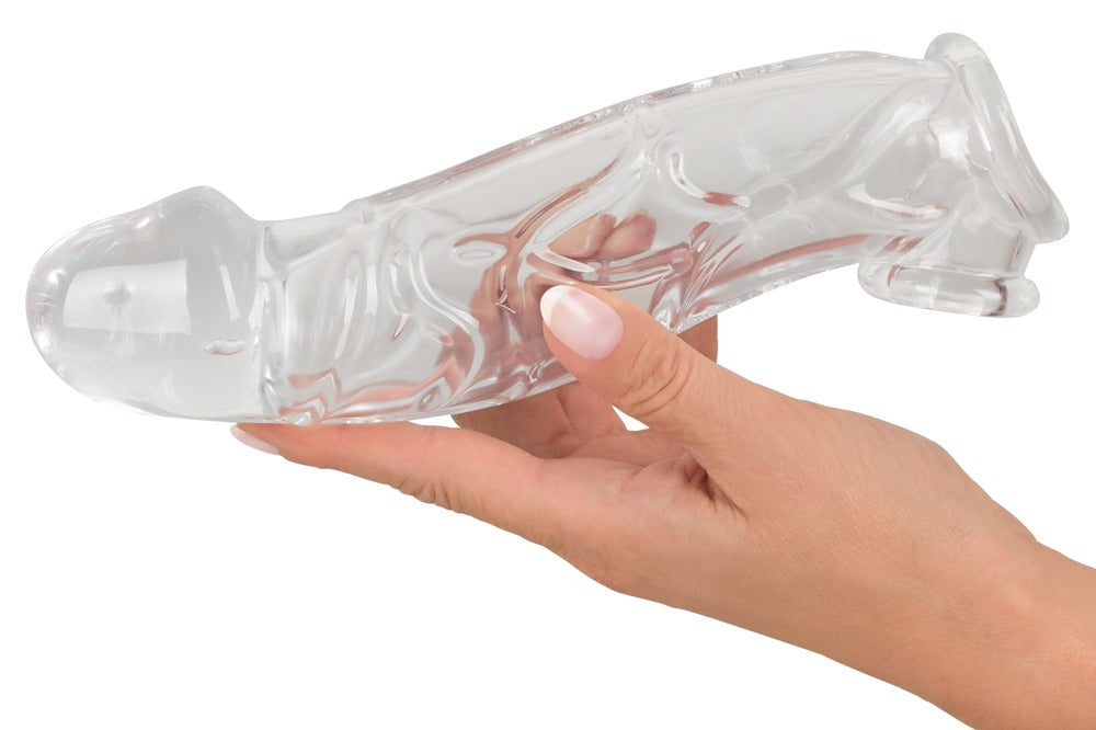 Crystal Clear Penis Sleeve · návlek na penis s prodloužením a kroužkem na varlata