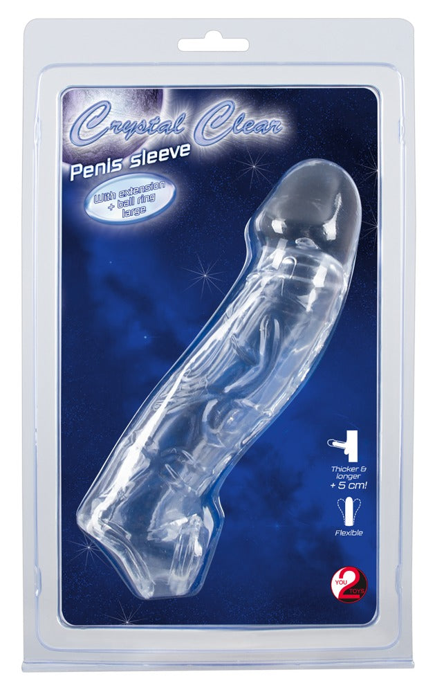 Crystal Clear Penis Sleeve · návlek na penis s prodloužením a kroužkem na varlata