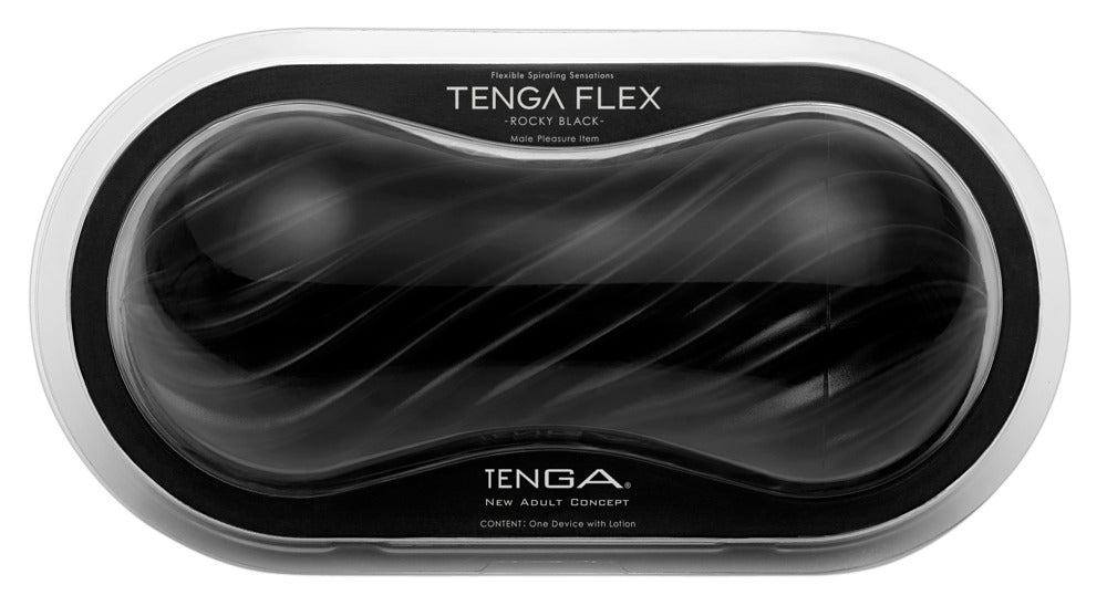 Tenga Flex Rocky Black · masturbátor s vakuovým efektem, černá