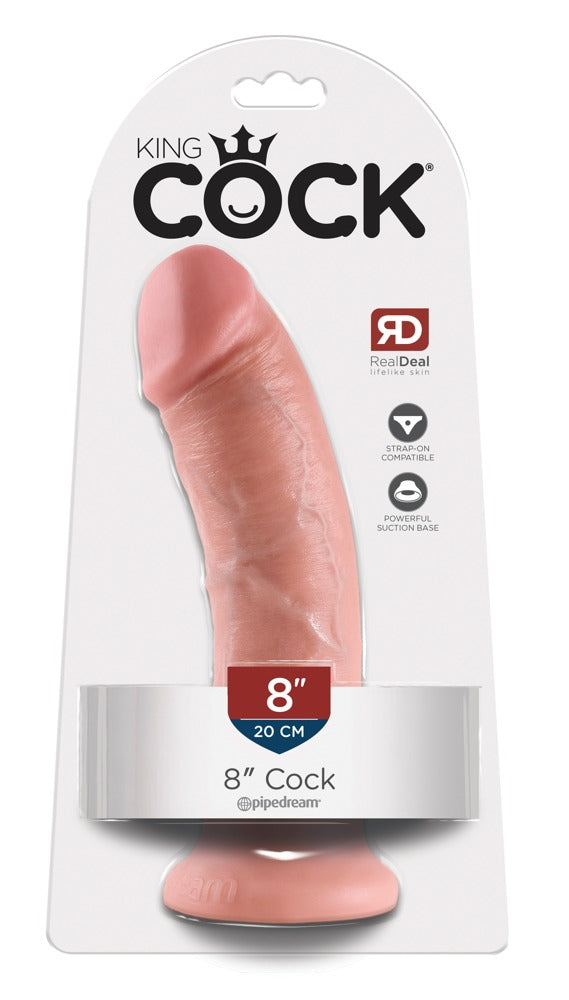 King Cock 8 inch · realistické dildo s přísavkou, světle tělová