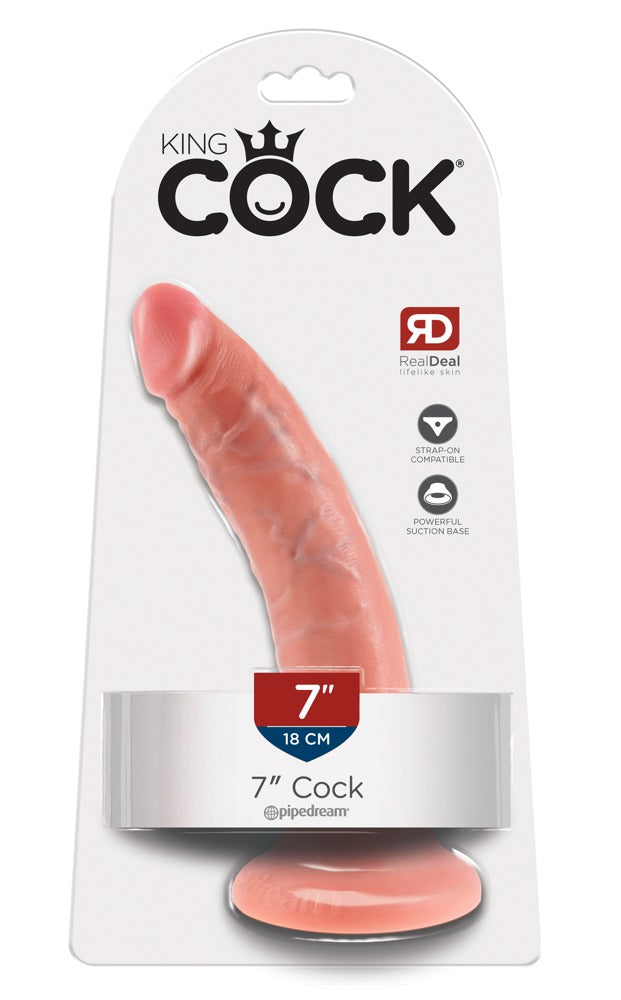 King Cock 7 inch · realistické dildo s přísavkou · světlá tělová