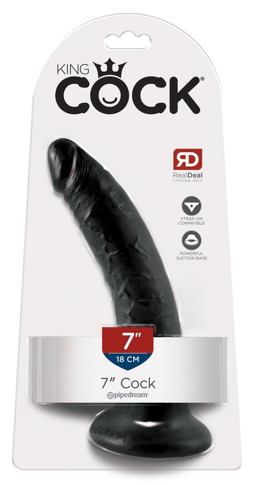 King Cock 7 inch · realistické dildo s přísavkou · tmavá