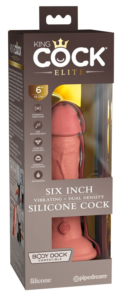 King Cock Elite 6" Vibrating Dual Density Silicone Cock · realistické vibrační dildo · světlá