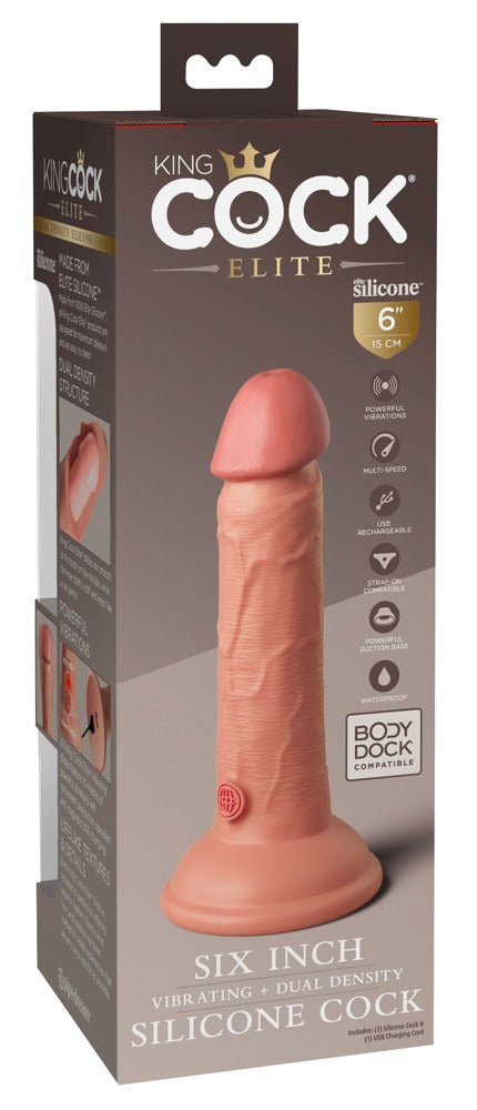 King Cock Elite 6" Vibrating Dual Density Silicone Cock · realistické vibrační dildo · světlá
