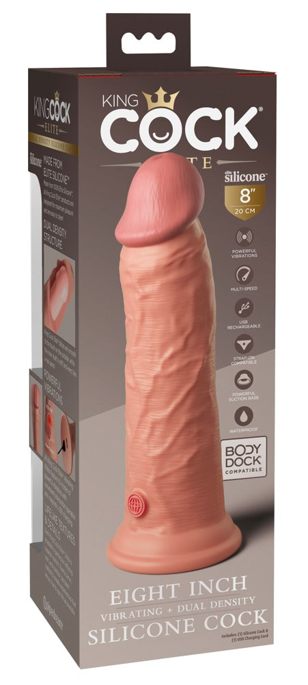 King Cock Elite 8" Vibrating Dual Density Silicone Cock · realistické vibrační dildo · světlá
