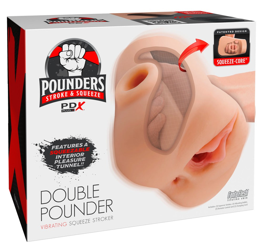 PDX Plus Double Pounder · vibrační masturbátor se dvěma otvory