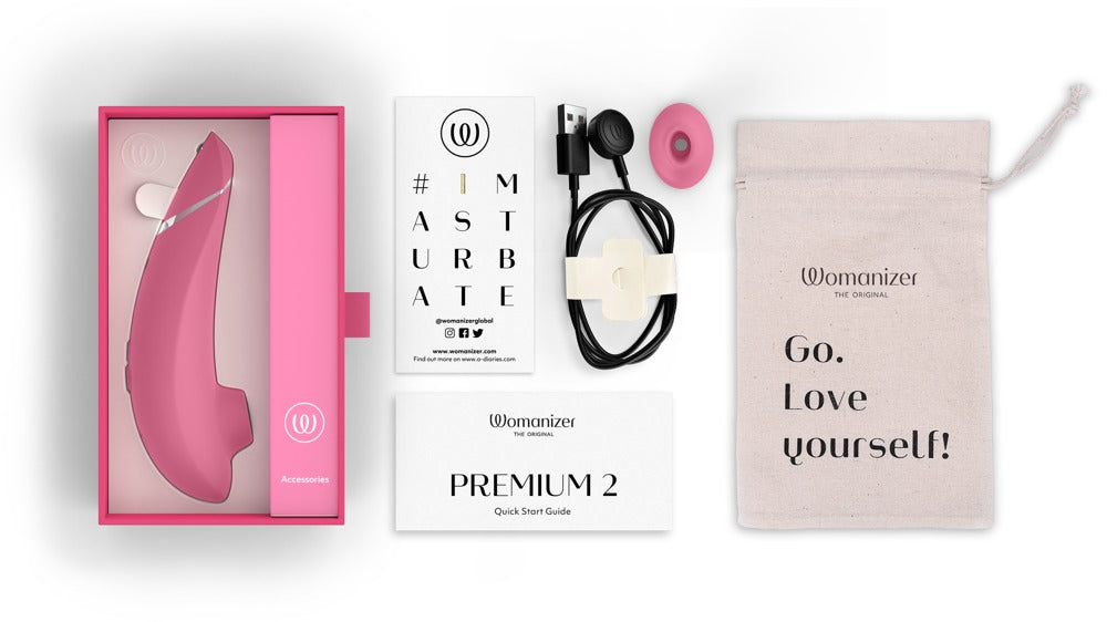 Womanizer Premium 2 · tlakový stimulátor klitorisu · malinová