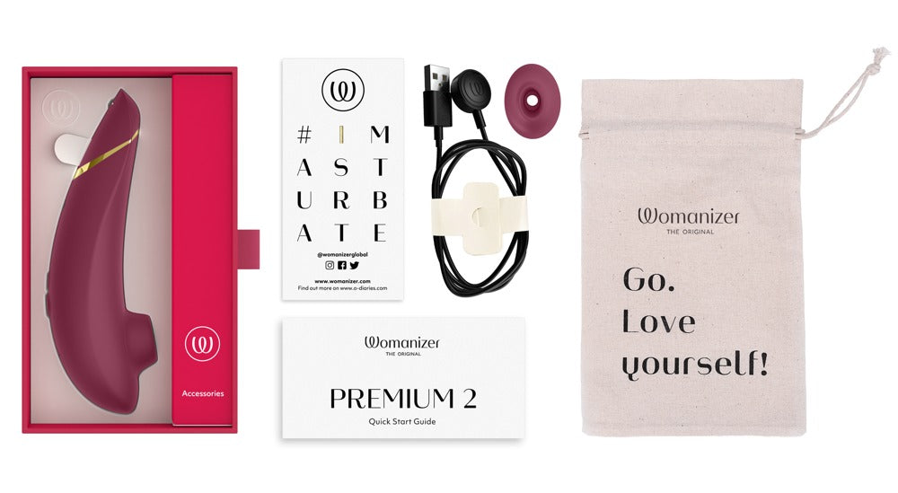 Womanizer Premium 2 · tlakový stimulátor klitorisu · bordó