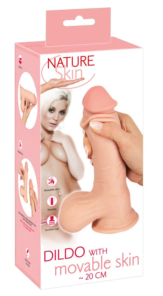 Nature Skin Dildo with movable Skin · realistické dildo s pohyblivou kůží · 20 cm