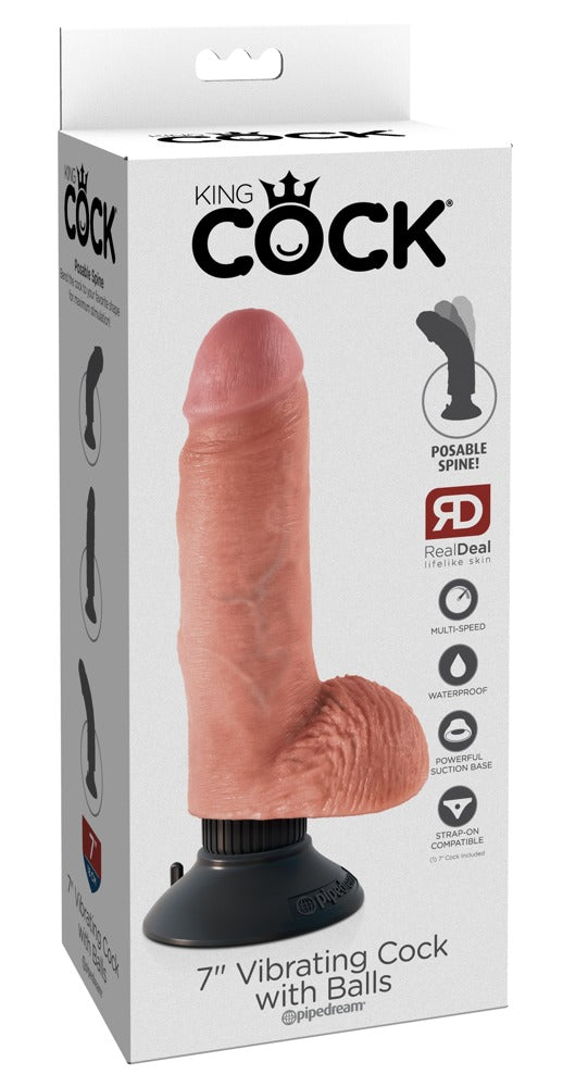 King Cock 7 Vibrating Cock with Balls · vibrátor s varlaty