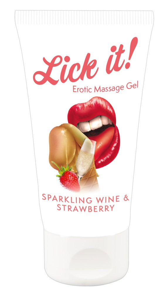 Lick it! Wine Strawberry 50 ml · masážní gel s příchutí jahod a sektu