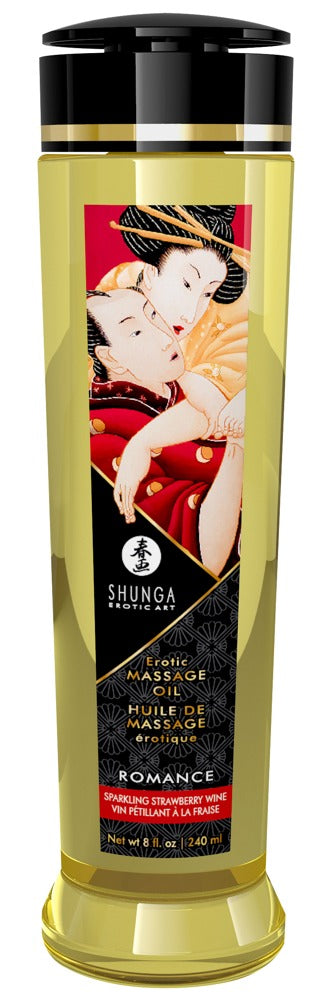 Shunga Erotic Massage Oil Romance · masážní olej 240 ml, jahoda a šampaňské