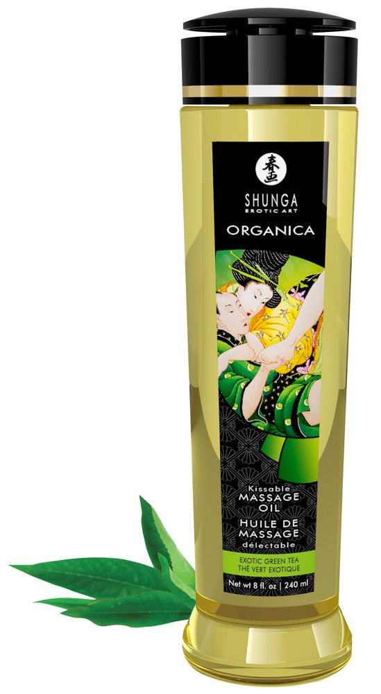 Shunga Organica Kissable Massage Oil Exotic Green Tea · jedlý masážní olej 240 ml, zelený čaj