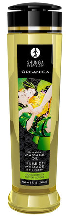 Shunga Organica Kissable Massage Oil Exotic Green Tea · jedlý masážní olej 240 ml, zelený čaj