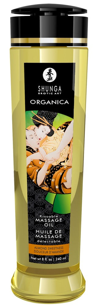Shunga Organica Kissable Massage Oil Almond Sweetness · jedlý masážní olej 240 ml, mandle