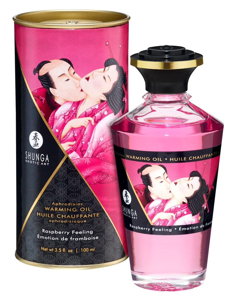 Shunga Aphrodisiac Warming Oil · hřejivý masážní olej 100 ml, malina
