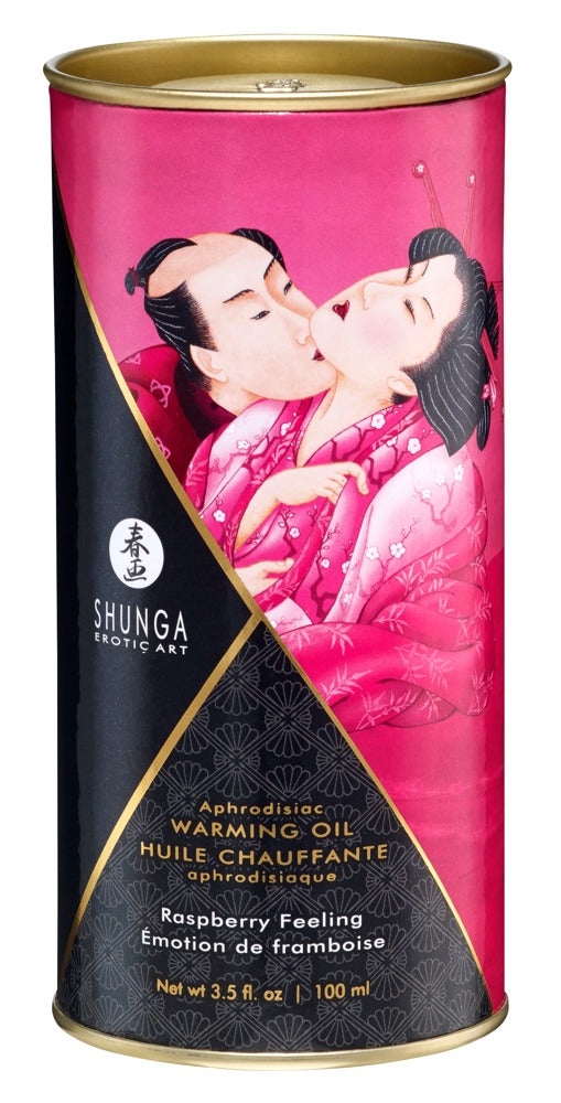 Shunga Aphrodisiac Warming Oil · hřejivý masážní olej 100 ml, malina