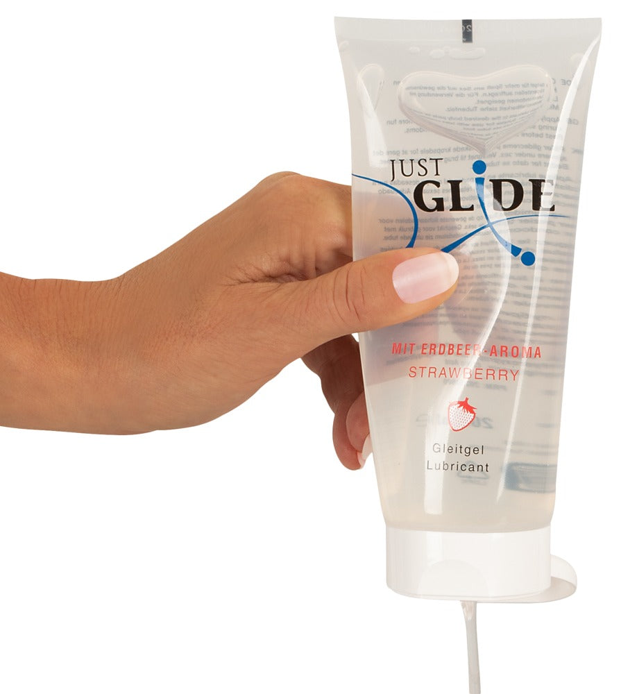 Just Glide Strawberry · lubrikační gel na bázi vody s jahodou · 200 ml