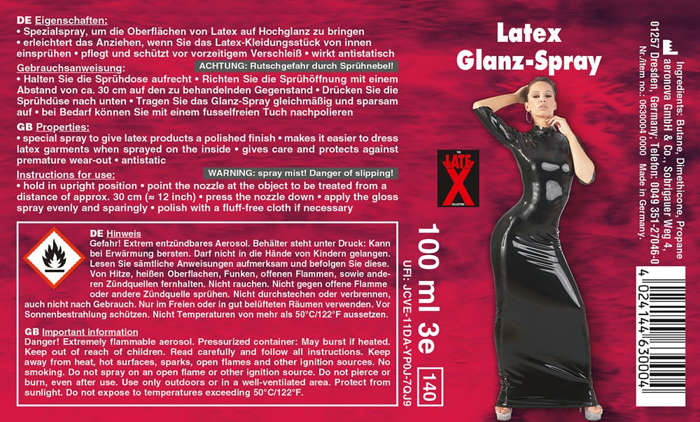 Late X lesk na latex ve spreji · péče o latex a lak · 100 ml