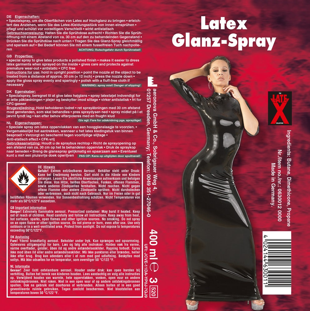 Late X lesk na latex ve spreji · péče o latex a lak · 400 ml