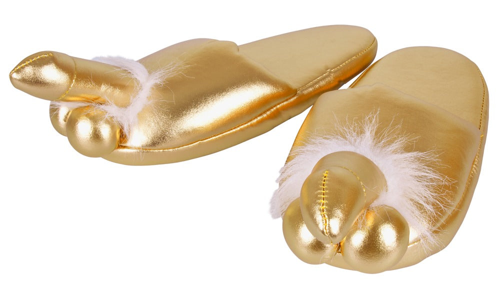 Penis Slippers Gold · zlaté pantofle