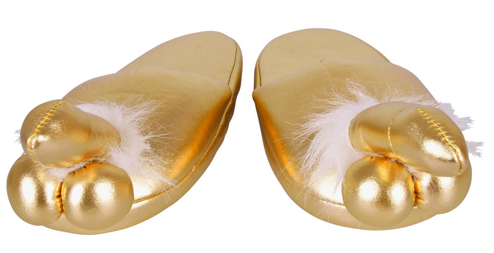 Penis Slippers Gold · zlaté pantofle