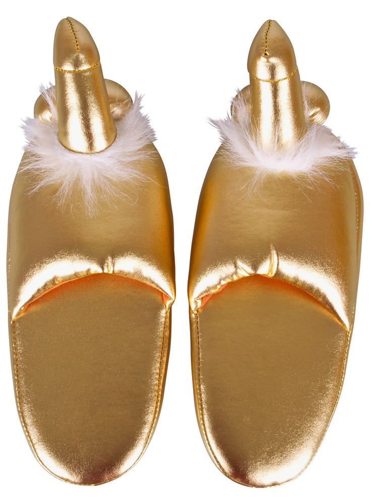 Penis Slippers Gold · zlaté pantofle