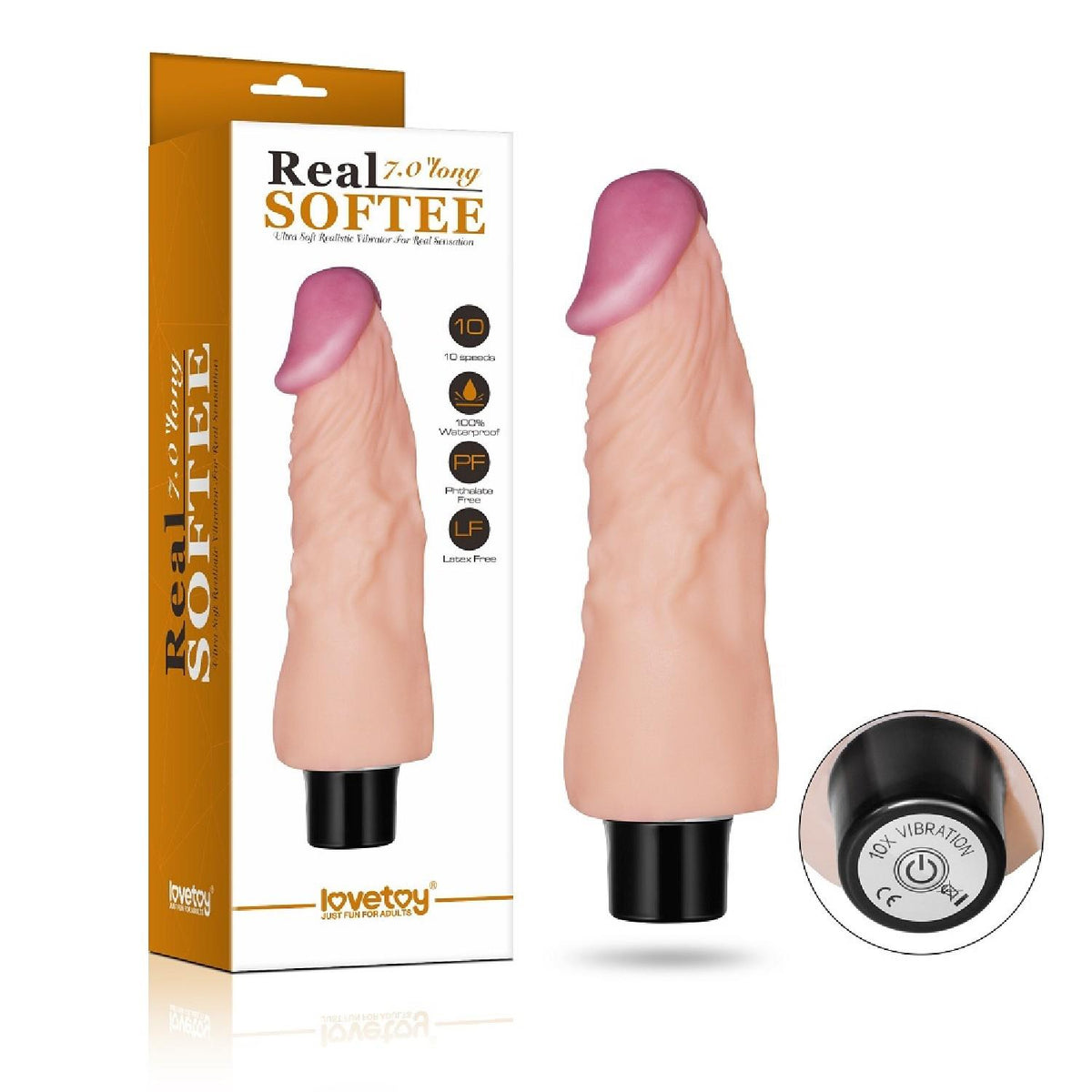 Lovetoy Real Softee · realistické vibrační dildo z cyberkůže, 18 cm