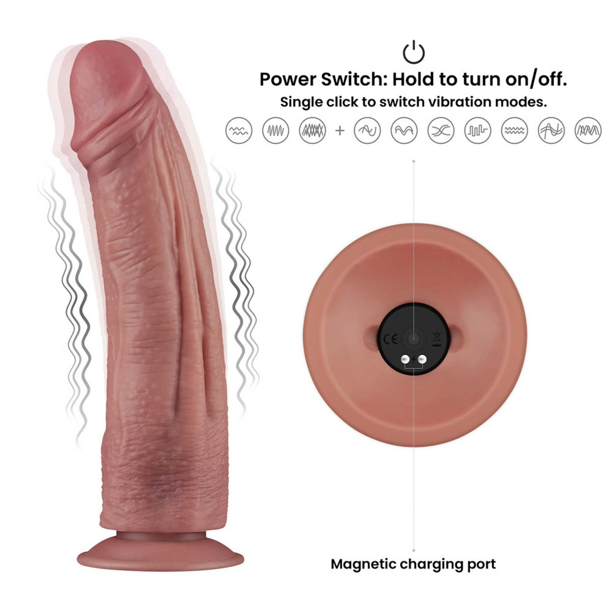 Lovetoy Dual Density Power Cock · vibrační dildo 26,7 cm