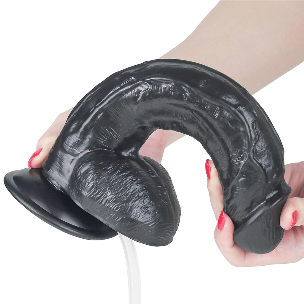 Lovetoy 10'' Squirt Extreme Dildo · černé realistické dildo se stříkací funkcí