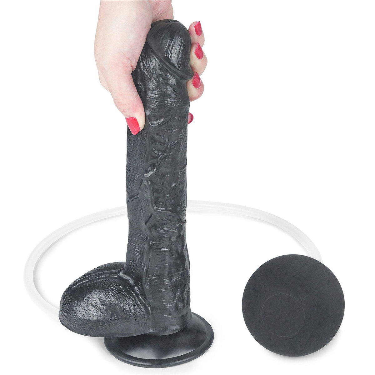 Lovetoy 10'' Squirt Extreme Dildo · černé realistické dildo se stříkací funkcí