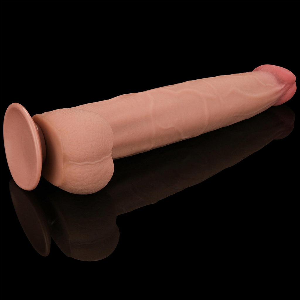 Lovetoy 13,5" King Sized Sliding Skin Dual Layer Dong · dildo XXL s přísavkou