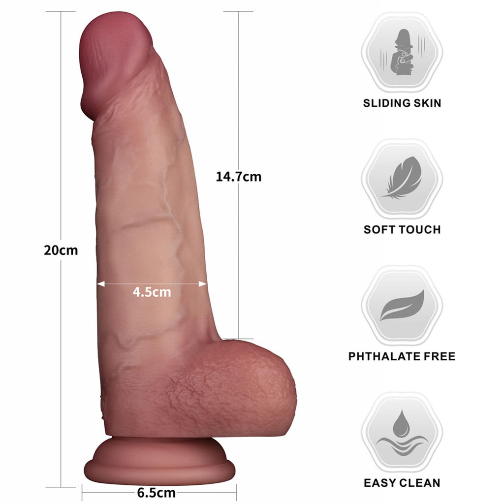 Lovetoy Sliding Skin Pro II 8'' · dvouvrstvé silikonové dildo 20,3 cm