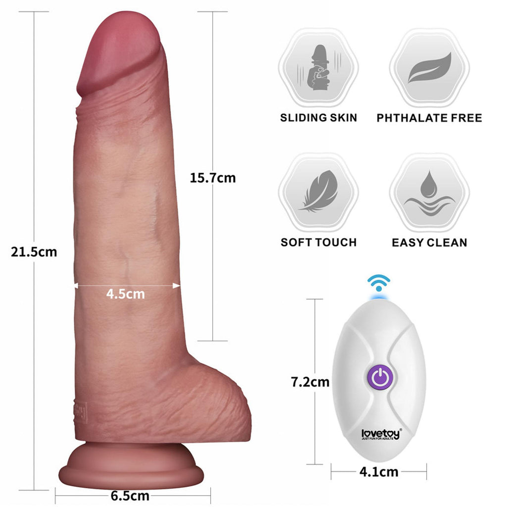 8.5" Vibrating Sliding Skin Pro II Dual Layer Silicone Dong