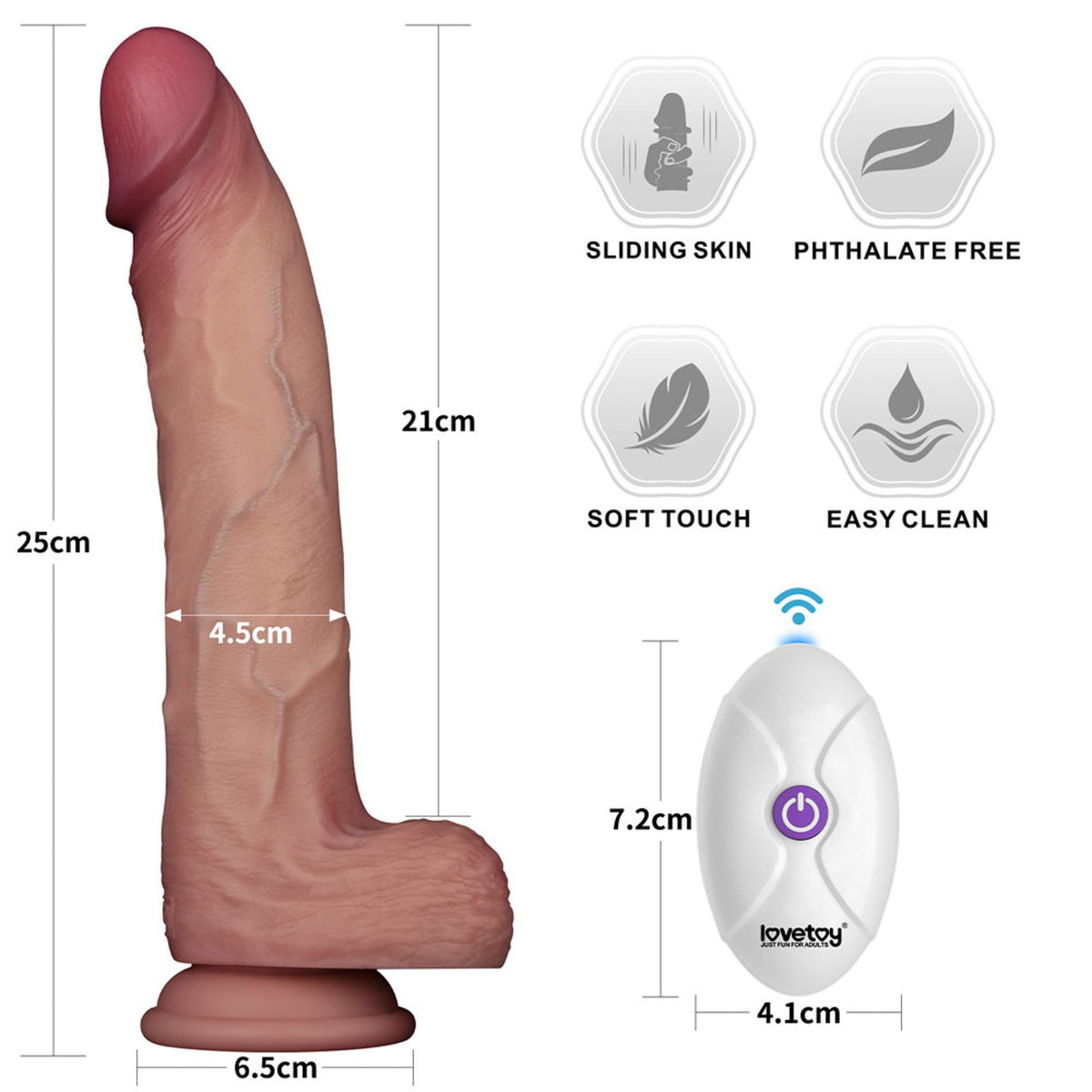 Lovetoy Vibrating Sliding Skin Pro II 10'' · vibrační silikonové dildo 25,4 cm