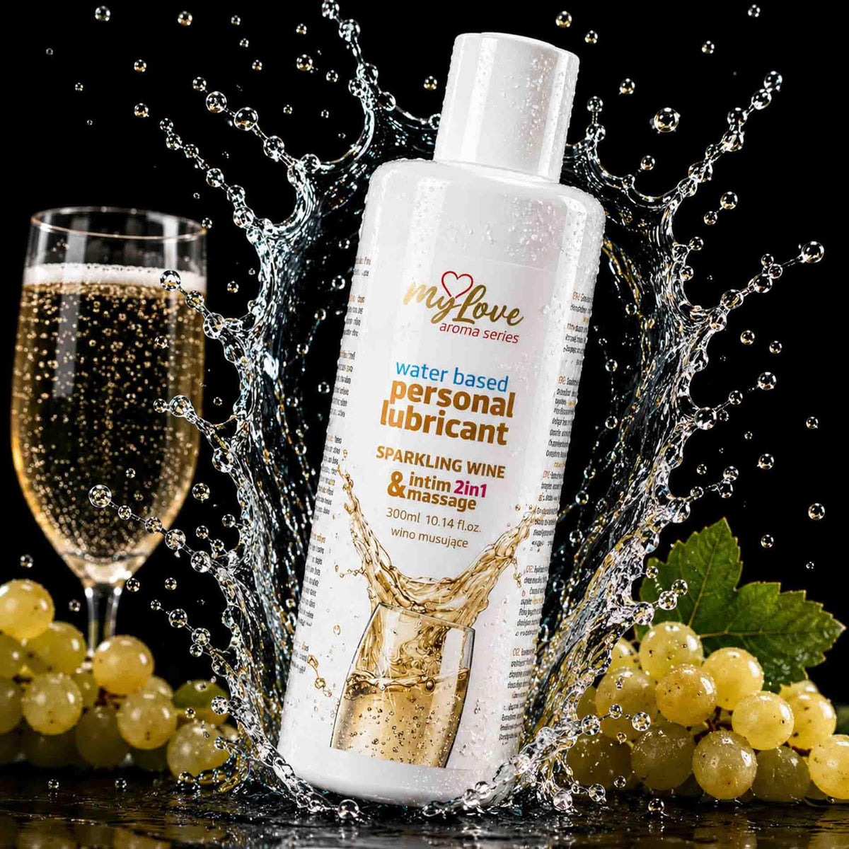 MyLove Aroma Series Intim&Massage 2in1 Sparkling Wine 300 ml · ochucený lubrikační a masážní gel