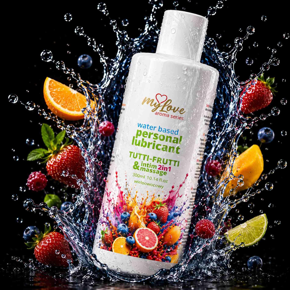 MyLove Aroma Series Intim&Massage 2in1 Tutti-Frutti 300 ml · ochucený lubrikační a masážní gel