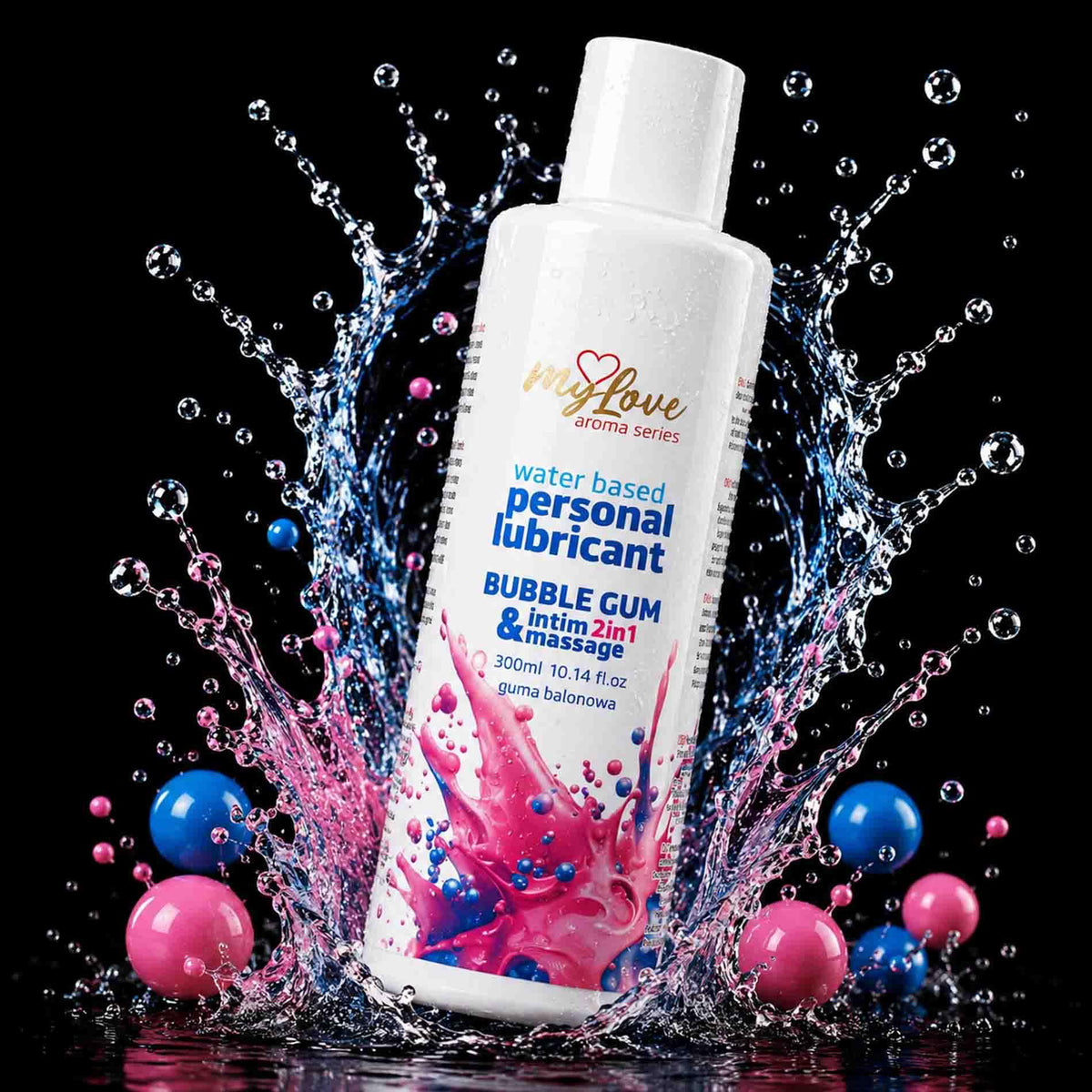 MyLove Aroma Series Intim&Massage 2in1 Bubble Gum 300 ml · ochucený lubrikační a masážní gel