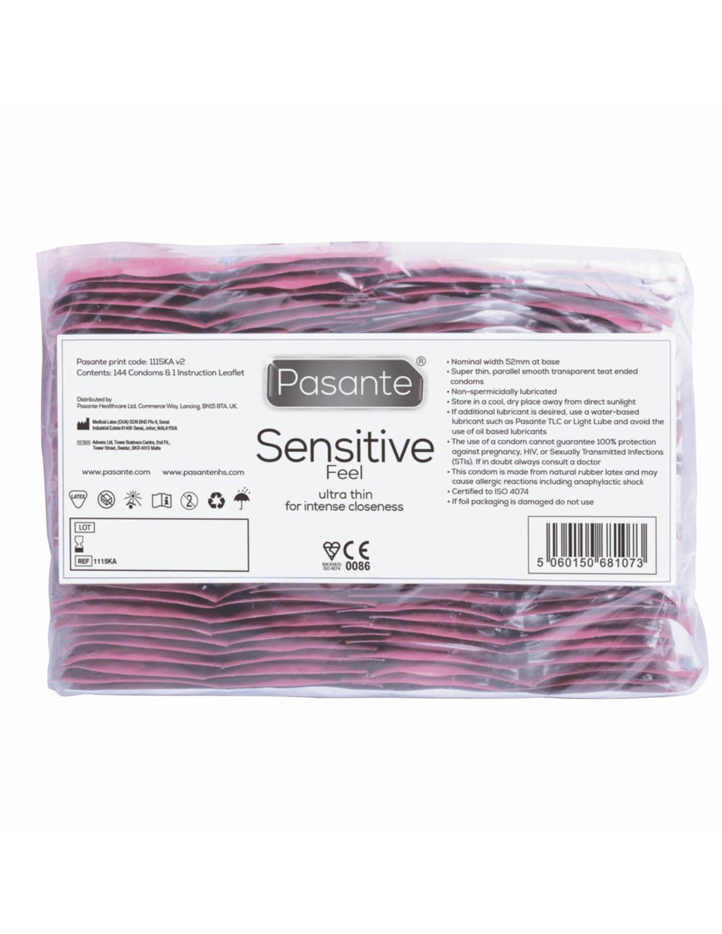 Pasante Sensitive/Feel Condoms Bulk Packs 144 pcs