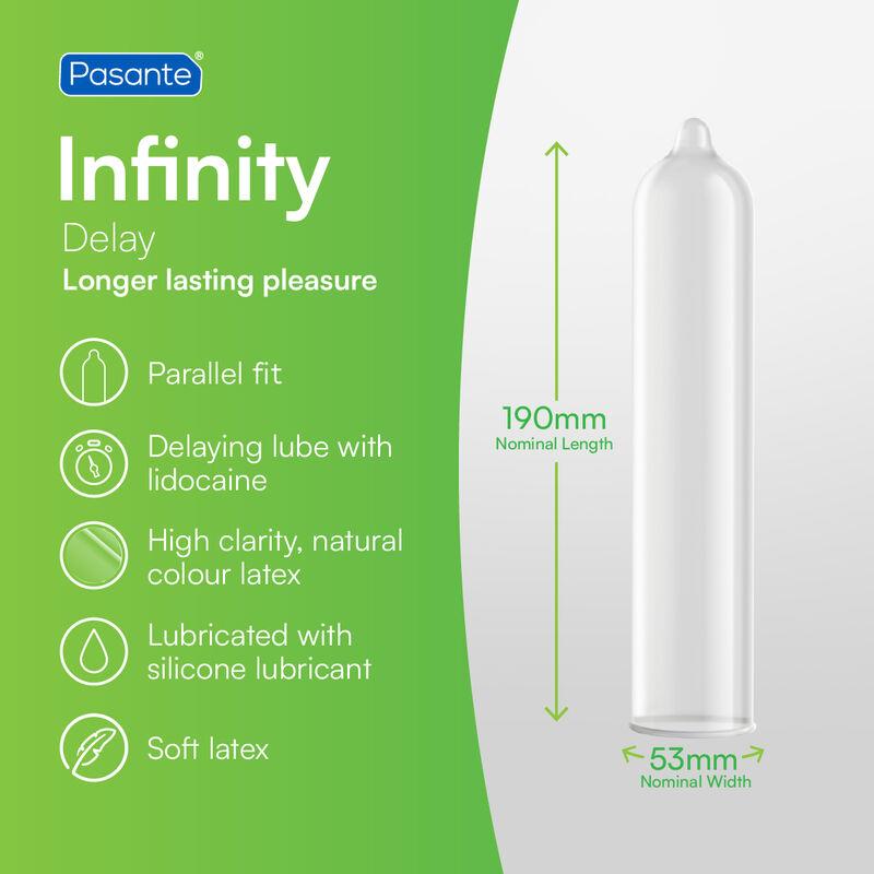 Pasante Delay Infinity X · kondom pro oddálení ejakulace (1 ks)