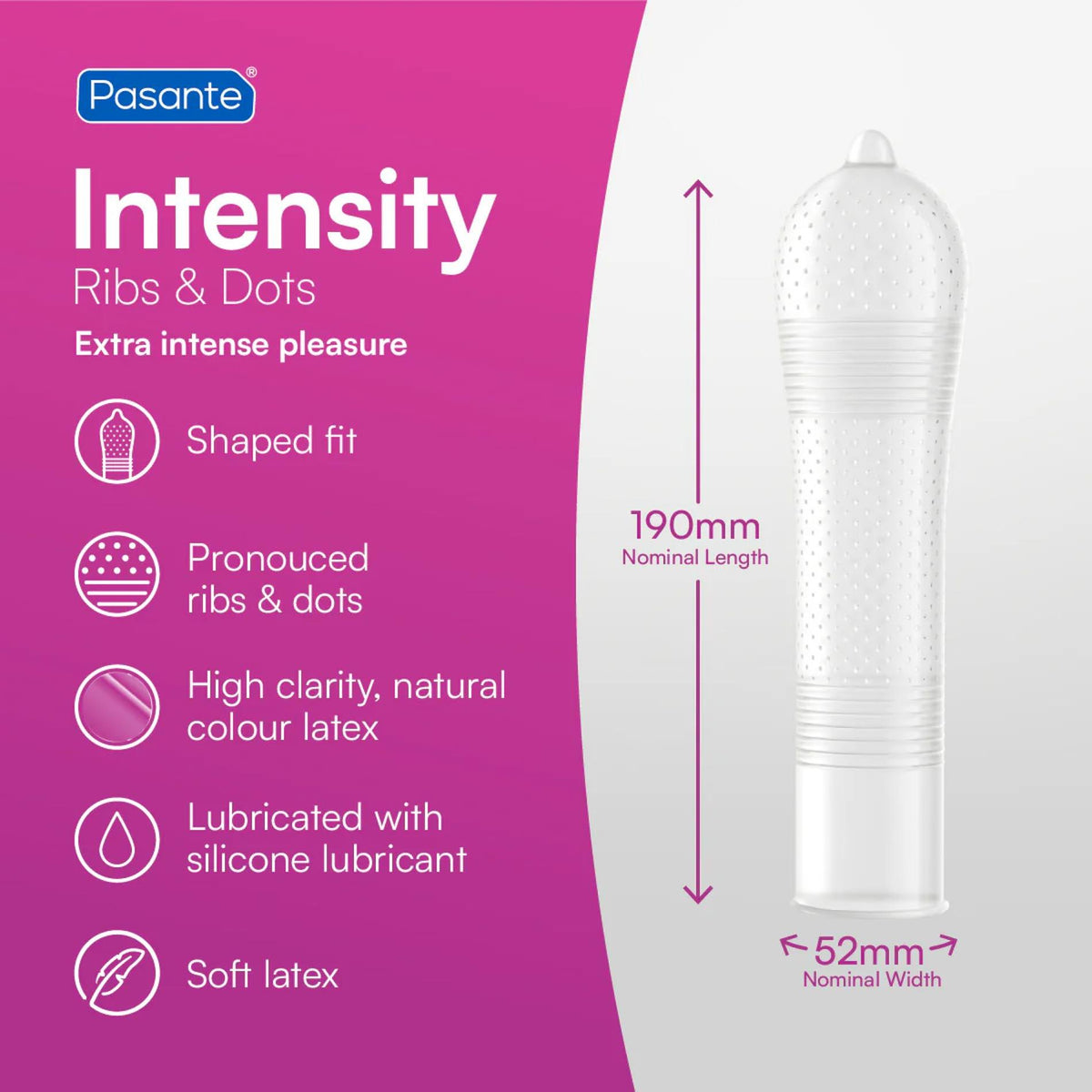 Pasante Ribs & Dots Intensity · žebrované a tečkované kondomy (12 ks)