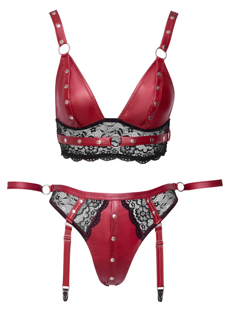 Cottelli BONDAGE Bra Set · set podprsenky a kalhotek s poutacími pásky · vel. L
